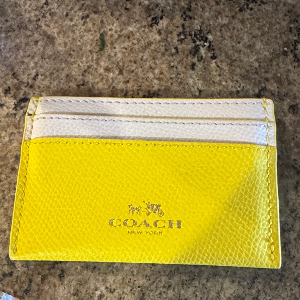 Coach Yellow and White Leather Card Holder
